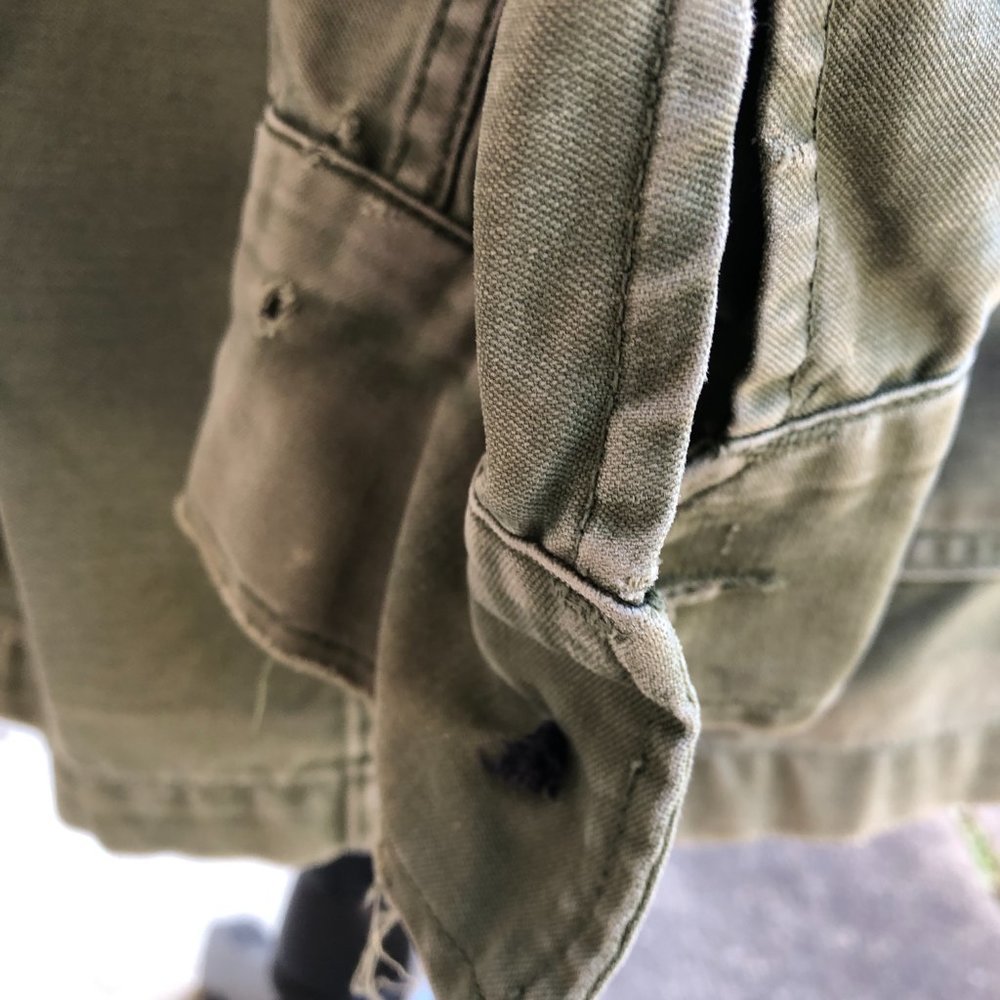 Vintage Men's US Air Force Military Jacket Hood Patches Med Reg Cotton OG 107 - Picture 10 of 12